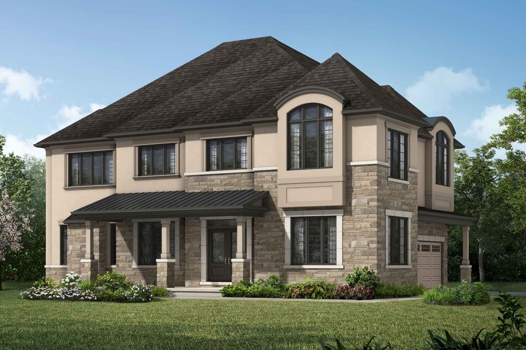 Aerial rendering of Hawthorne East Village pre-construction community in Milton, Ontario